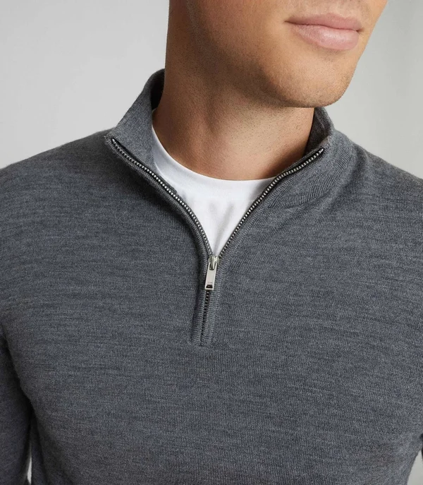Men's Reiss Blackhall Wool Half Zip Pullover - Size Small - Grey