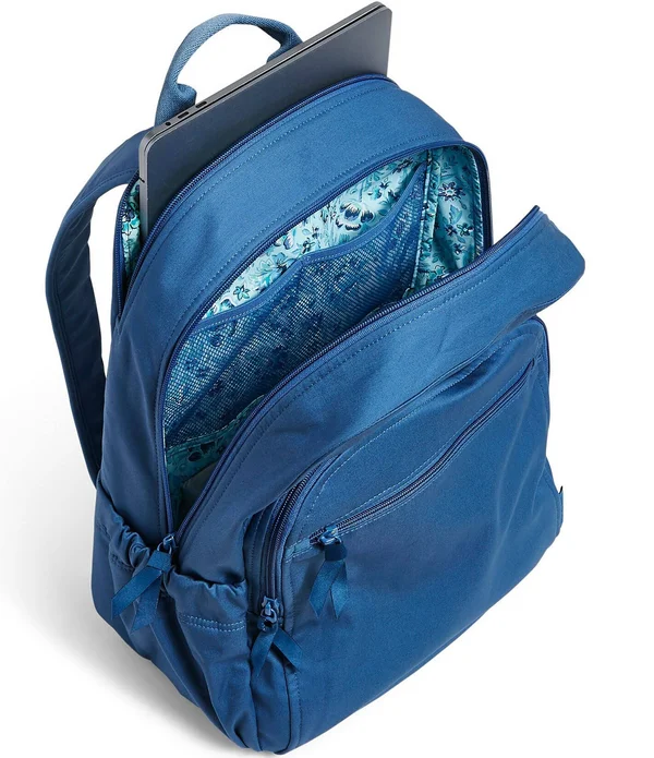 Vera Bradley Campus Backpack, Turquoise Sky-Recycled Cotton