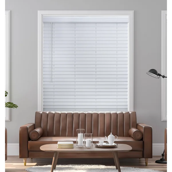 2x22 Cordless Faux Wood Blind - Woodgrain White - 37x22 W x 72x22 L