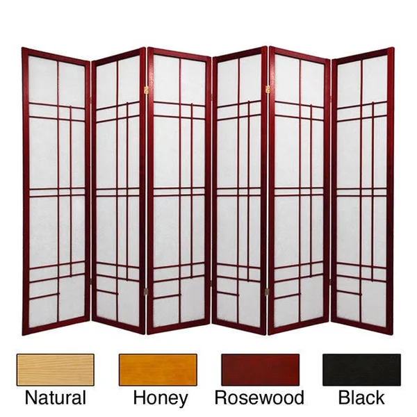 Oriental Furniture 6 ft. Tall Eudes Shoji Screen - 3 Panel - Natural