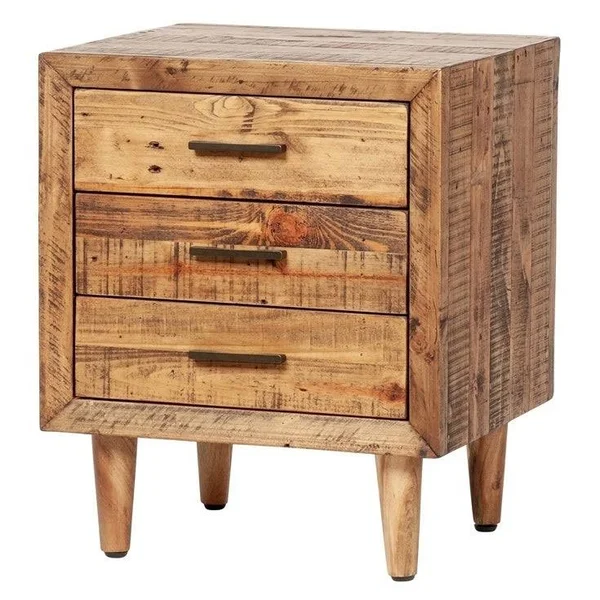 Carbon Loft Alapaki Reclaimed Pine 3 Drawer Nightstand 3 Drawer