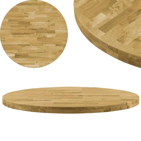 vidaXL Table Top Solid Oak Wood Round 1.7x22 19.7x22