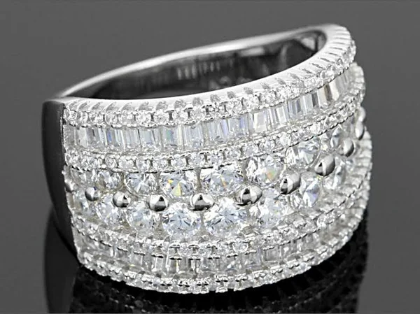 4.50ctw Bella Luce Round & Baguette Rhodium Over Sterling Silver Ring - Size 10
