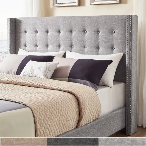 Melina Linen Wingback Headboard by Inspire Q Bold - Beige - King