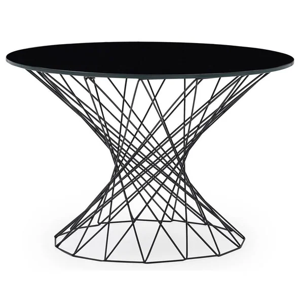 Zuri Modern Stratos End Table - Black Opaque Glass with Black Powder Coated Stainless Steel Base