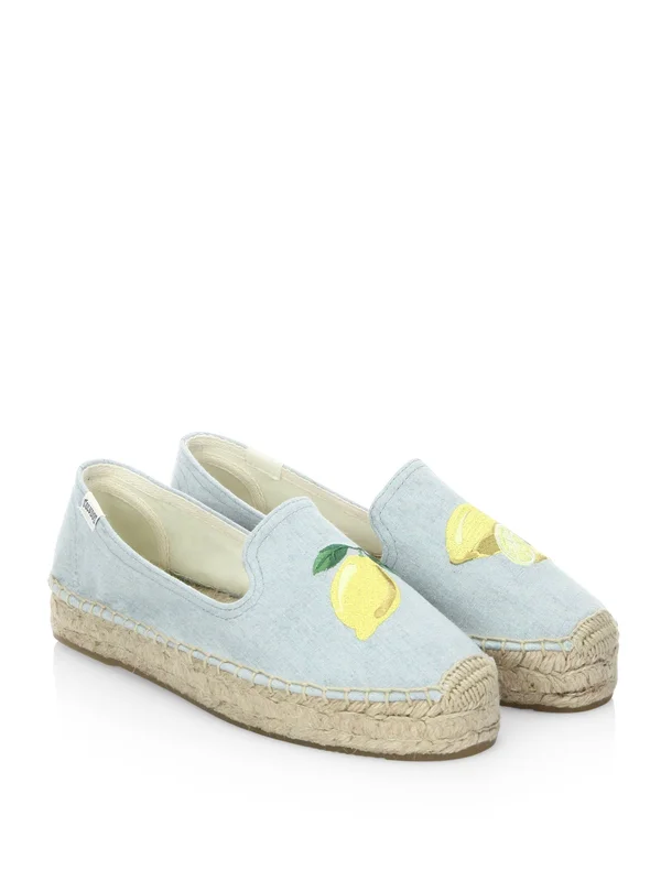 Soludos Lemon Platform Smoking Slipper Chambray