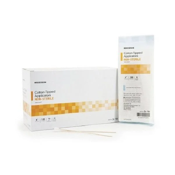 McKesson Swabstick Cotton Tip Wood Shaft 6 inch NonSterile-Case of 10000 24-106