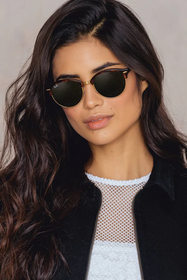 Ray-Ban CLUBROUND RB4246 Round Sunglasses For Unisex - 51-19-145, 990-RED HAVANA