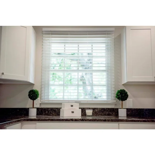 Wave Contour 2-in Slat Width 67.5-in x 68-in Cordless Soft White Faux Wood Room Darkening Faux Wood Blinds, WC26972W-I