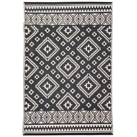 Venice Black Beige Outdoor Rug - 6 x 9
