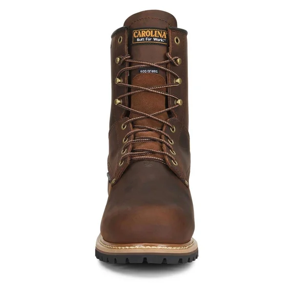 Carolina Elm 8x22 Insulated Steel Toe Logger 10 Men's Dark Brown