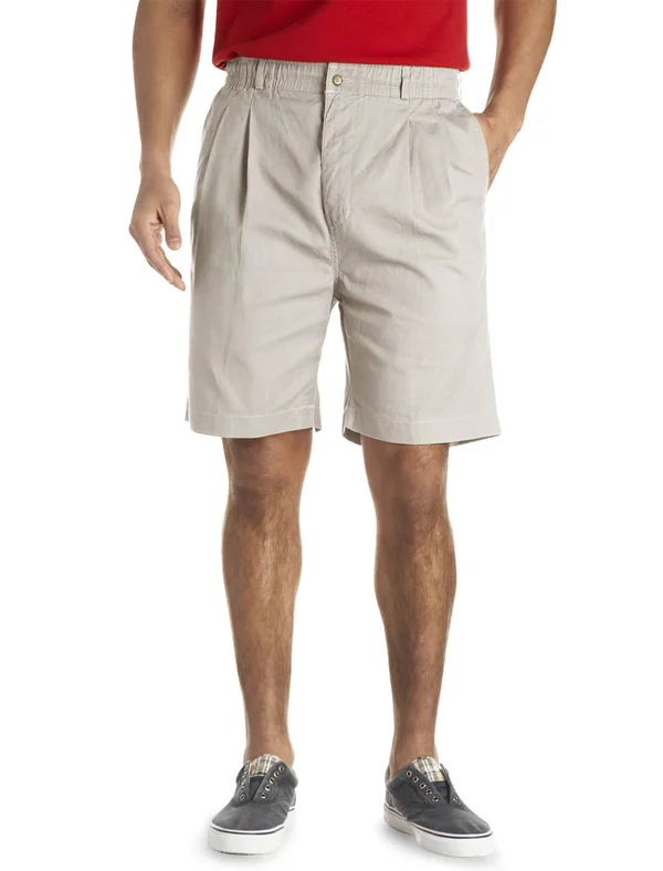 Big and Tall - Creekwood Elastic-Waist Twill Shorts - Size 60 - Grey