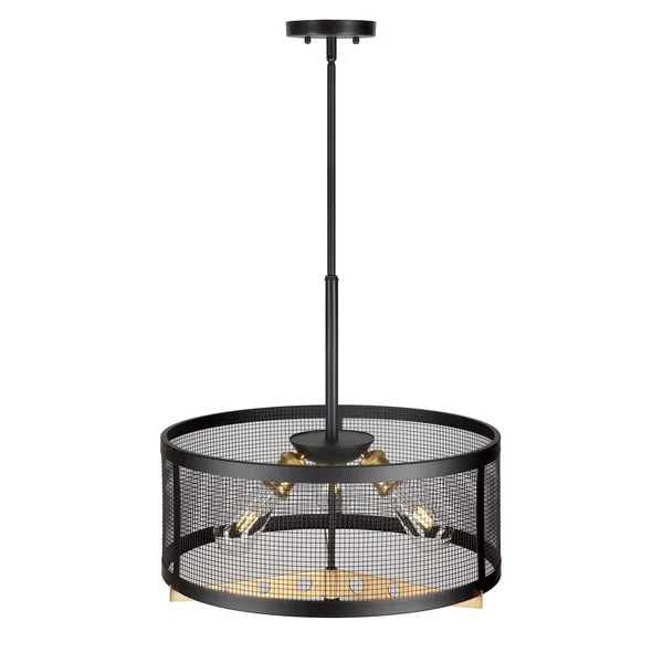 Forte Lighting-7119-03-62-Takoma - 3 Light Drum Pendant Black/Soft
