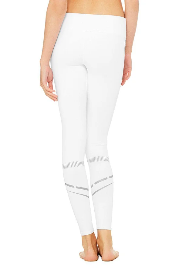 Alo Airbrush Yoga Leggings - White Reflective Chakra - M A1378090