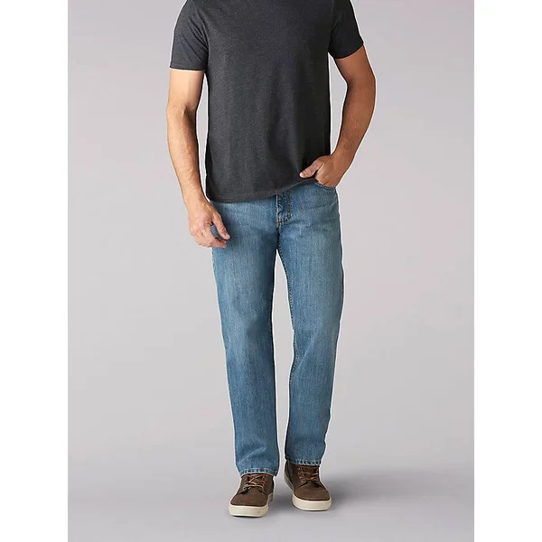 Men's Lee Regular Fit Straight Leg Jeans - Size: 36 x 32, Med Blue