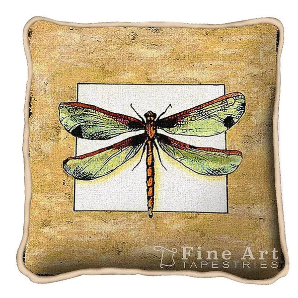 Fine Art Tapestries Butterfly Dragonfly I Throw Pillow