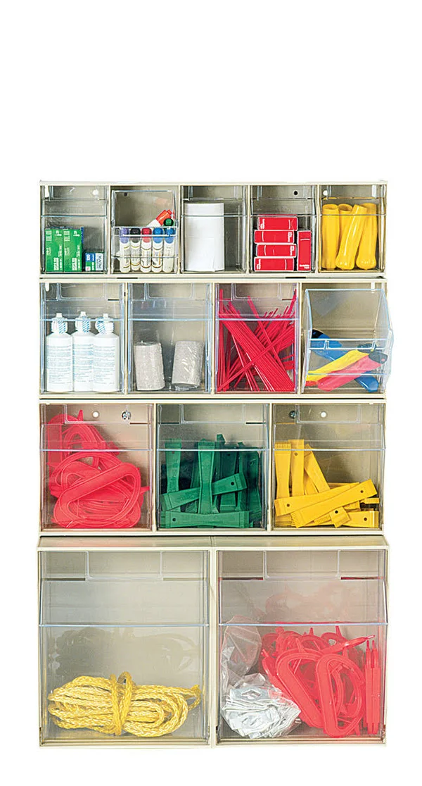 Quantum Storage Tip-Out Bin System - Beige, 6.62x22 L x 23.62x22 W x 8.12x22 H