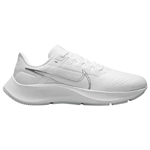 Nike Air Zoom Pegasus 38 - Womens Casual Running Shoes - White/Metallic Silver/Pure Platinum - Size 5.0