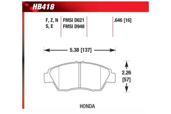 Hawk Performance HPS Brake Pads HB418F.646