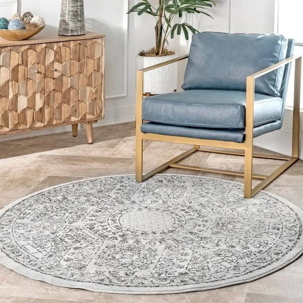nuLOOM Minta Vintage Area Rug - 4& Round, Blue
