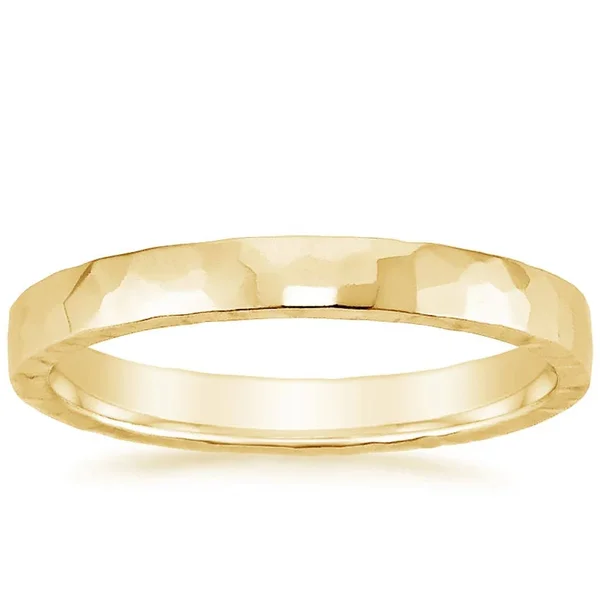 2.5mm Hammered Quattro Wedding Ring - 18K Yellow Gold