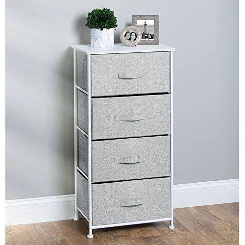 Interdesign 05253 17.7 x 11.8 x 37 in. Gray Aldo Fabric 4-Drawer Storage Unit