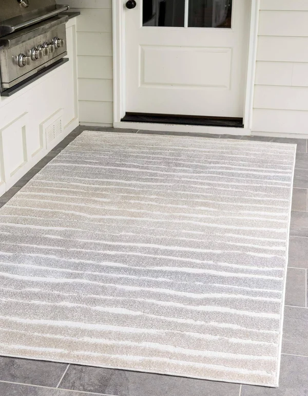 Sabrina Soto Ola Outdoor Rug (5& x 8& - Grey/Beige) - Gray, Unique Loom