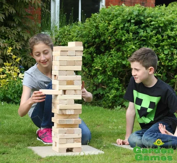 Garden Games Jumbo Hi-Tower Giant Tumbling Tower Game with Storage Bag