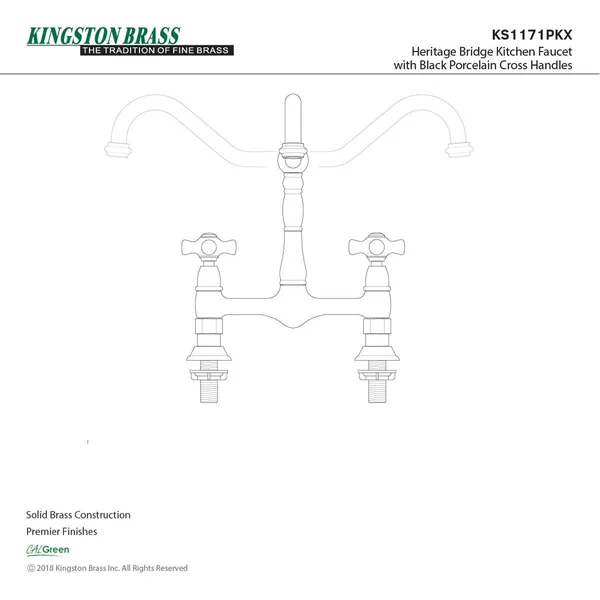 Kingston Brass KS1178PKX Duchess Bridge Kitchen Faucet - Brushed Nickel