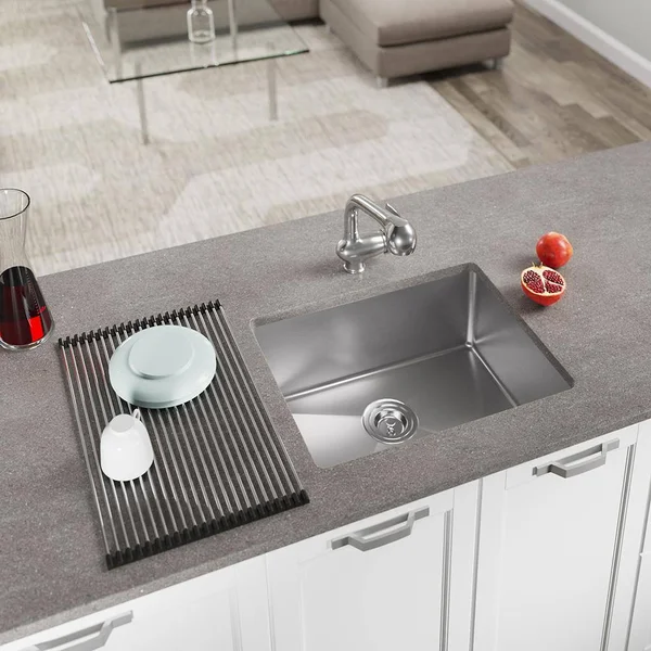 Mr Direct Undermount Stainless Steel 23 in. Single Bowl Kitchen Sink Kit, Silver 1823-RG