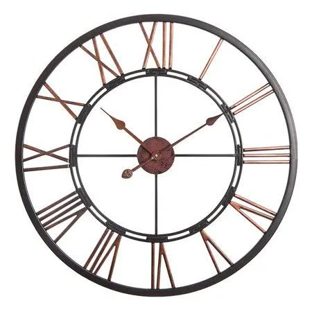 Oversized Roman Round Wall Clock, 28 inch, Dark Bronze Finish