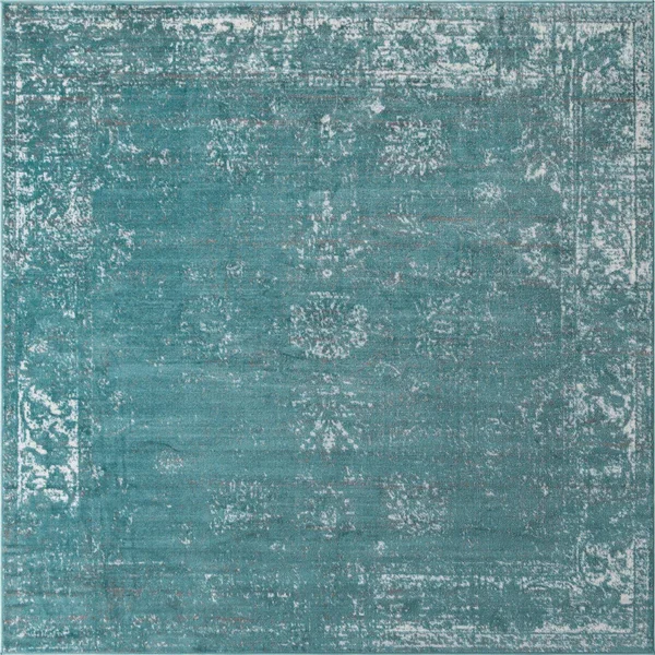 Unique Loom Casino Sofia Area Rug - Turquoise - 8& 0 x 8& 0 Square