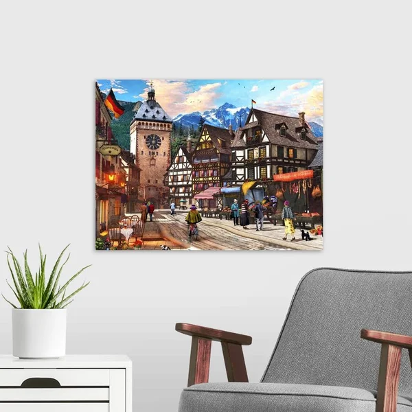 German Market Town - Canvas Wall Art, 24x18, Great Big Canvas
