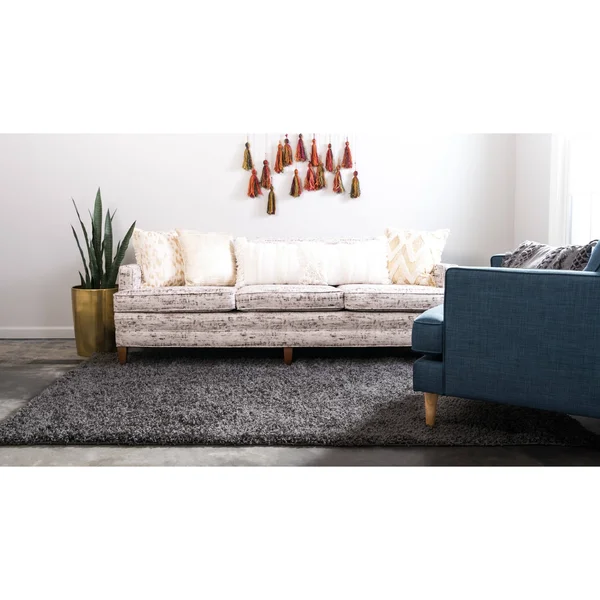 5&x8& Solid Shag Rug Graphite Gray - Unique Loom