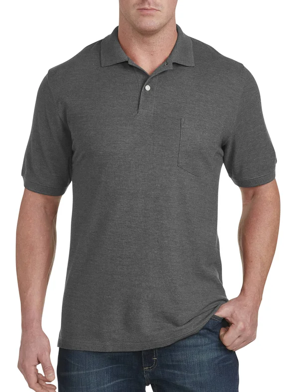 Big & Tall Harbor Bay Pocket Pique Polo Shirt - Grey Pinstripe Heather - Size 6XT, Men's, Size 6XL