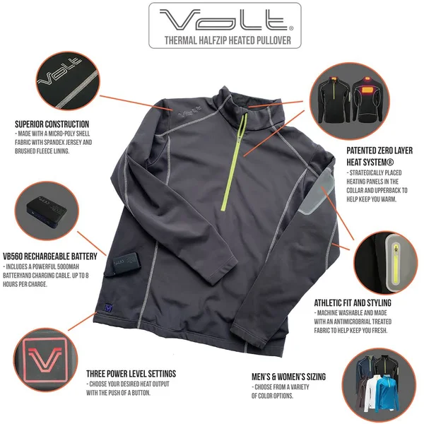 THZ Men 5V Heated Thermal Half-Zip Pullover