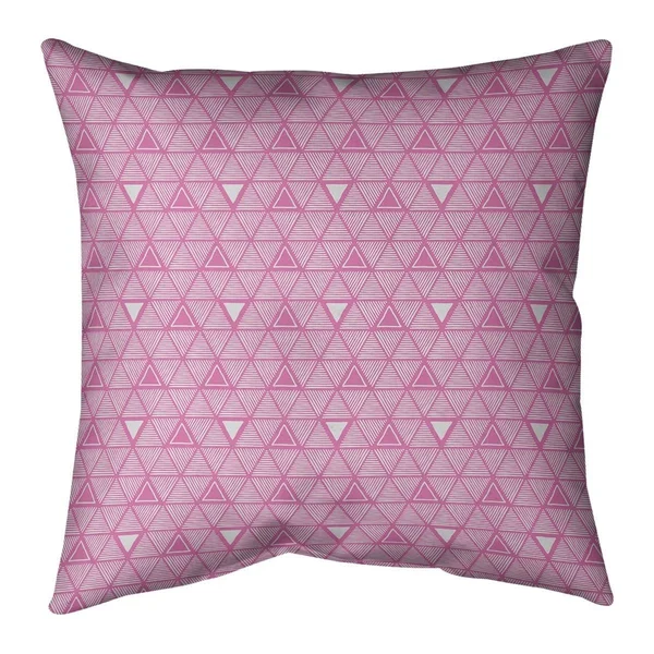 Warm Tones Classic Hand Drawn Triangles Throw Pillow - 20 x 20 - Pink - Synthetic Fiber