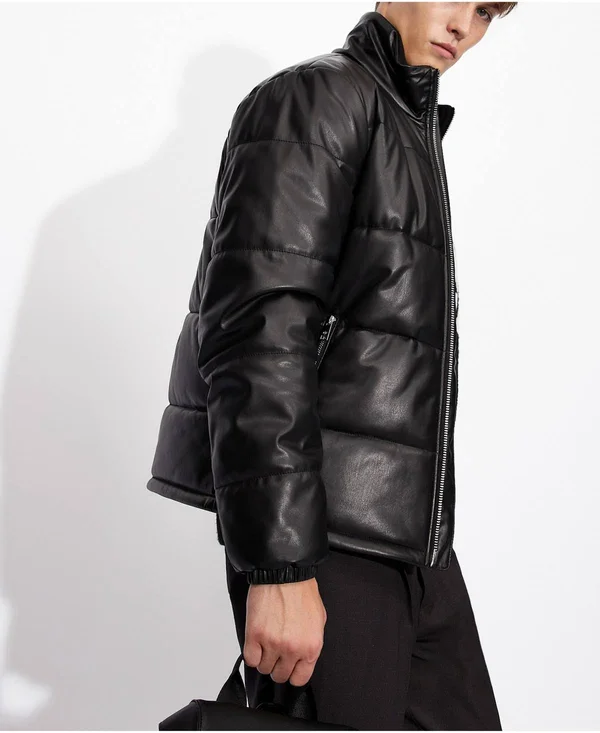 Ax Armani Exchange Leather Puffer Blouson Jacket 11520613 - S, Black