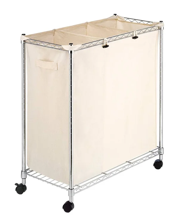 Whitmor Supreme Laundry Sorter with Canvas Bag - Silver, 14in x 29.88in x 8.82in