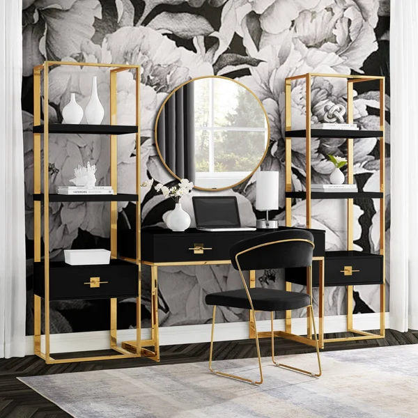 Mandisa Writing Desk Black/Gold