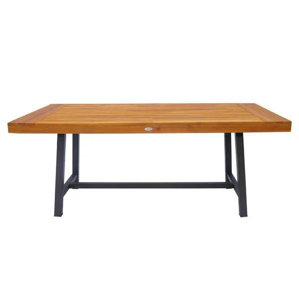Outsunny 71&& Rustic Acacia Wood Outdoor Picnic Table and Bench Seat Set - Natural Red Wood