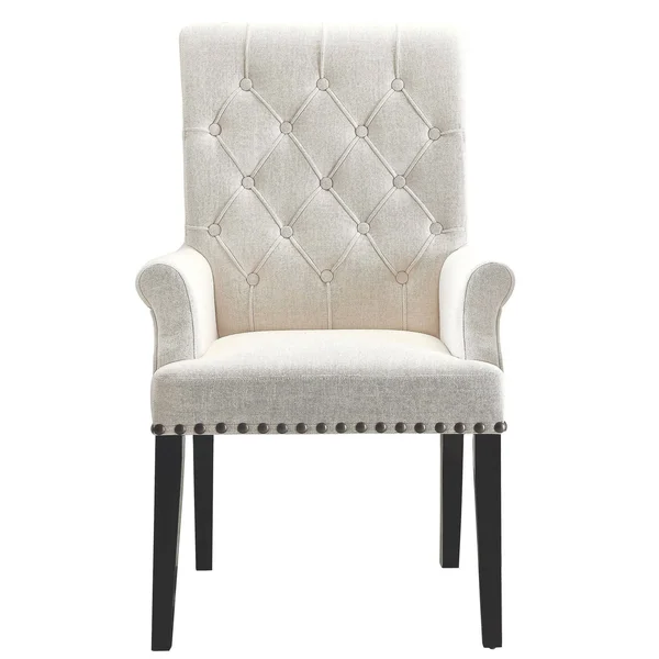 Decorative Rolled Button Tufted Arm Chair with Nailhead Trim - Single