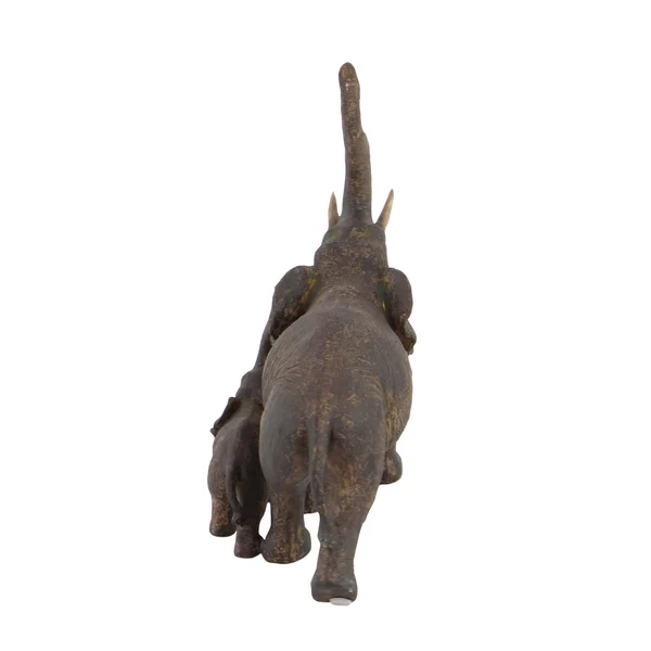 Benjara Polystone Mother and Baby Elephant Figurine Table Decor - Set of 2, Bronze