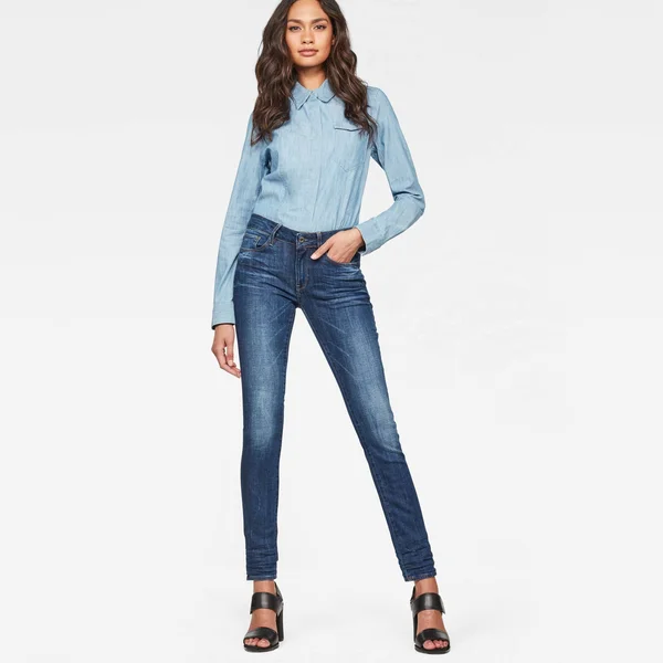 G-Star Raw Women 3301 Contour Skinny Jeans Medium Blue Size 24-30