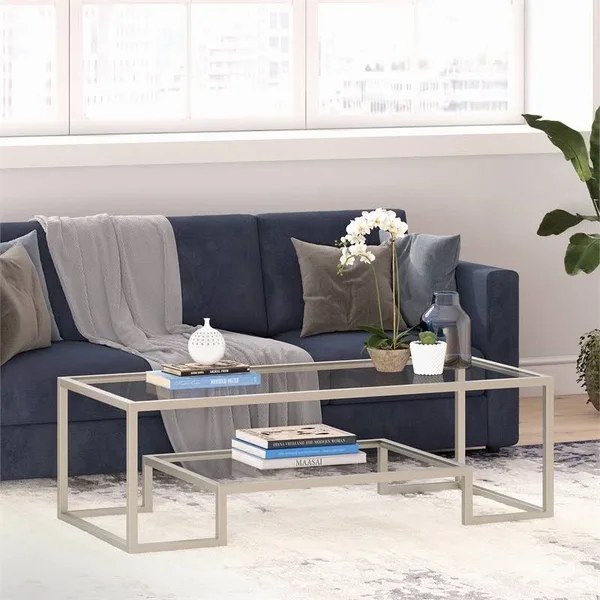 Hennu0026Hart 54x22 Satin Nickel Bronze Coffee Table - CT0708