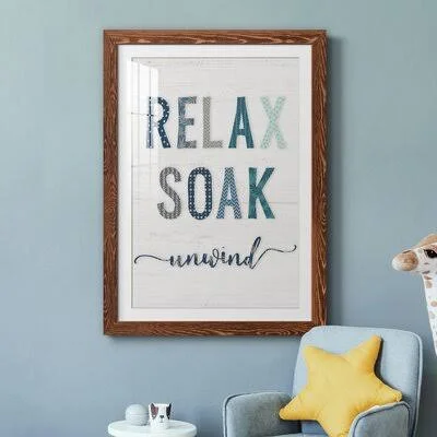 Relax Soak Unwind - Picture Frame Print Trinx Format: Brown Framed Paper - Size: 37.5x22 H x 27.5x22 W x 1x22 D
