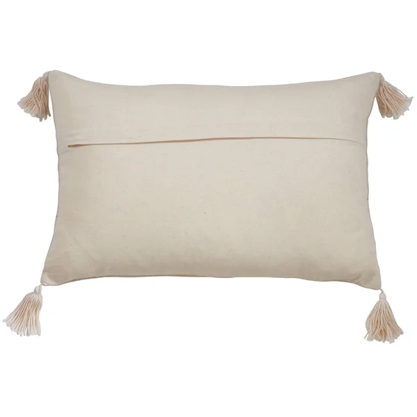 Frayed Design Cotton Throw Pillow - Black - 14 x 23 - Feather Down