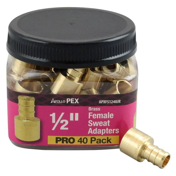 Apollo 1/2 in. Brass PEX Barb x 1/2 in. Female Copper Sweat Adapter Pro Pack (40-Pack)