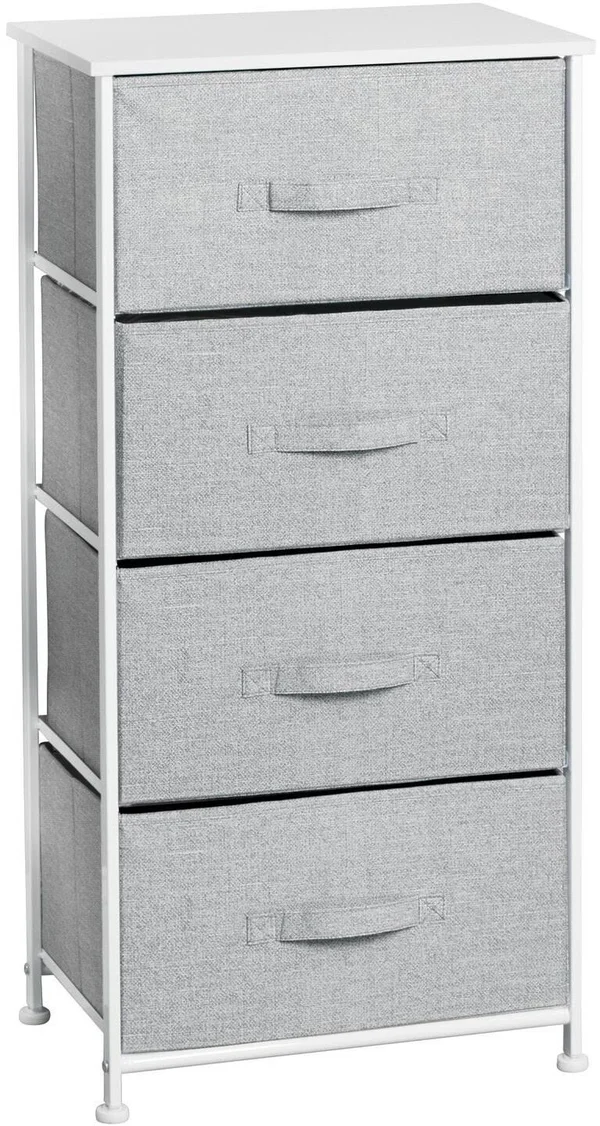 Interdesign 05253 17.7 x 11.8 x 37 in. Gray Aldo Fabric 4-Drawer Storage Unit
