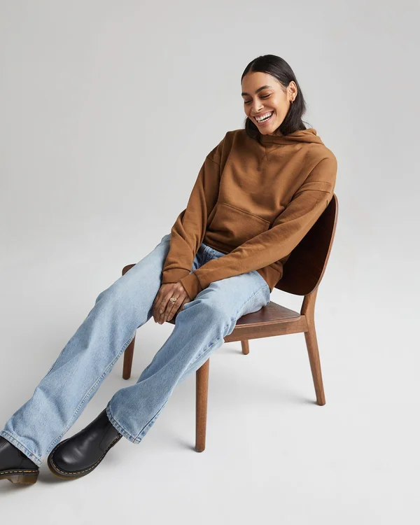 Richer Poorer Women's Recycled Fleece Hoodie - Size Large, Woodgrain